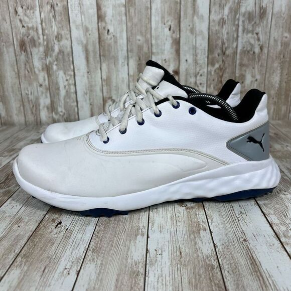 Puma fusion grip white leather golf Mens 12 - Picture 2 of 8